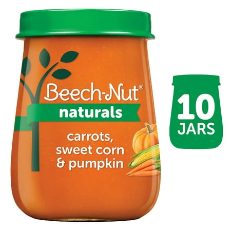 Beech-Nut Naturals Stage 2 Baby Food, Carrots Sweet Corn & Pumpkin, 4 oz Jar, 10 Pack