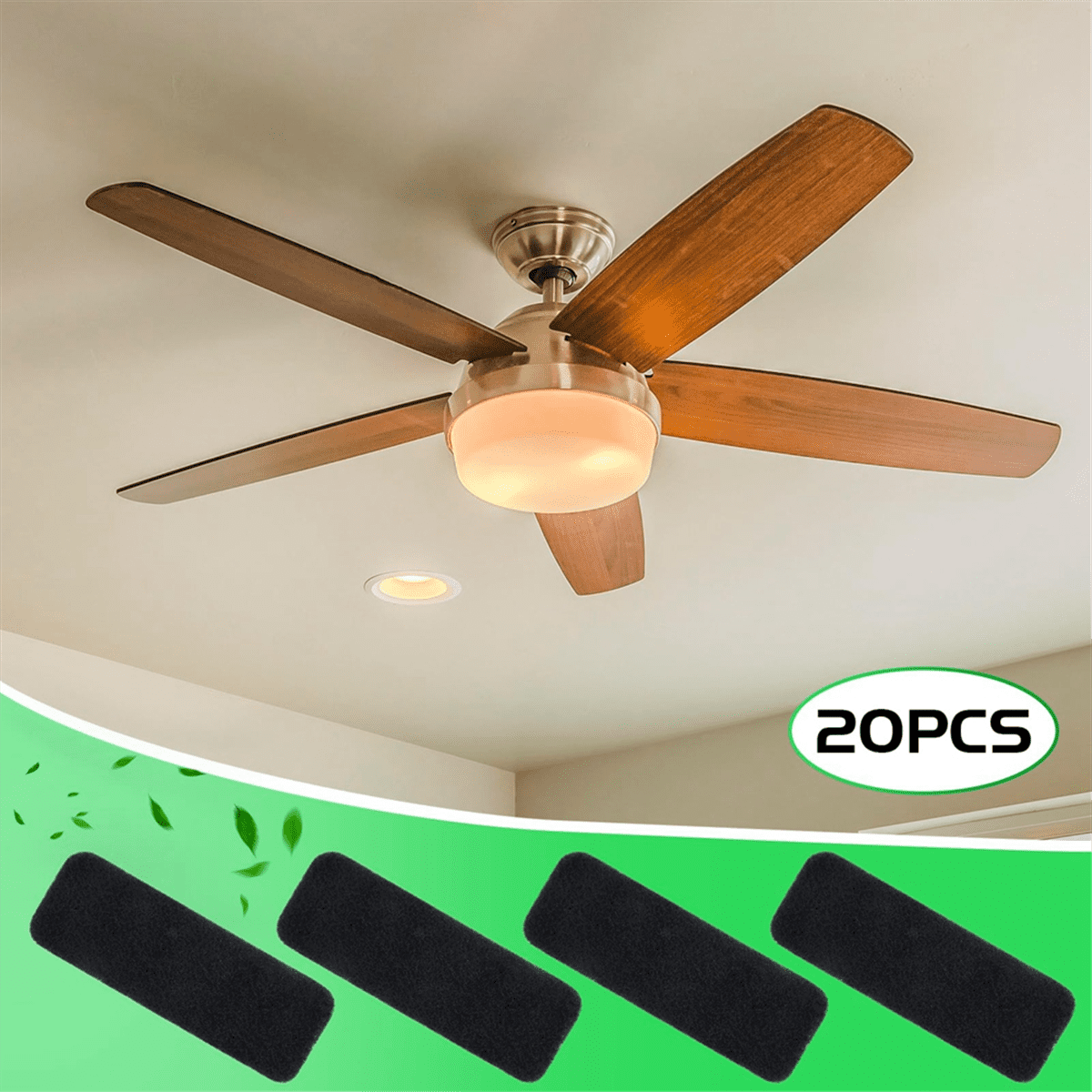 20 Pcs Ceiling Fan Blade Filters Pads Coconut Carbon Filter