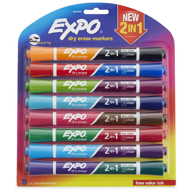 Expo Dualended Low Odor Dry Erase Markers, Chisel Tip, 8 Count