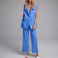 thumbnail image 6 of Roncen Women's Sleeveless Vest & Wide-Leg Suit Set - Business Casual Two-Piece Blazer Outfit with Elastic Waist & Pockets, 6 of 7