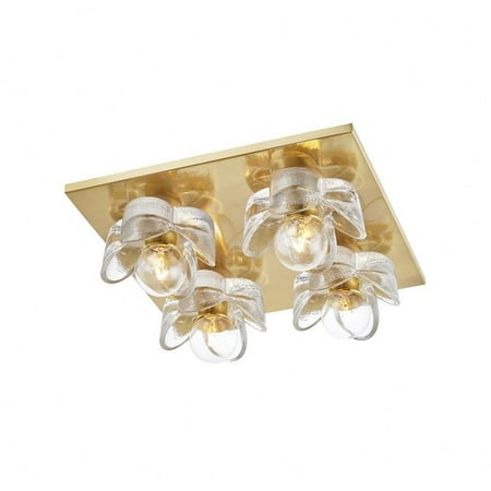 

-4 Light Flush Mount in Transitional Style-11 inches Wide By 3.88 inches High-Aged Brass Finish Bailey Street Home 735-Bel-4243581