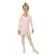 Elowel Girls' Ruffle Long Sleeve Skirted Leotard Baby Pink (size-8-10 )