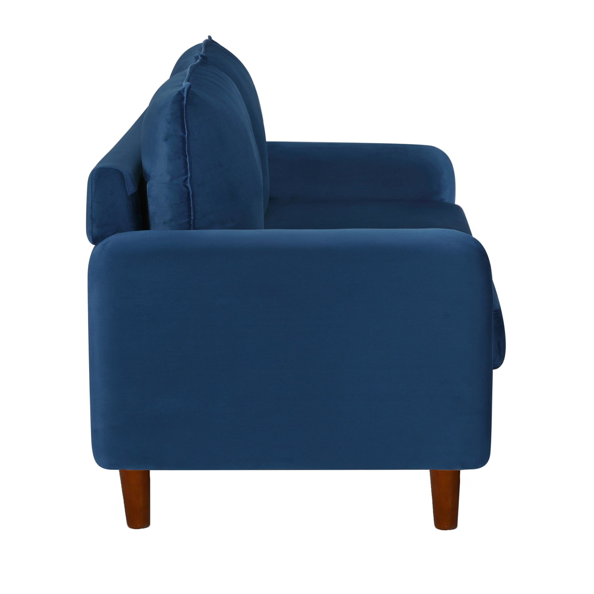 Private Jungle Mid Century Modern Velvet Loveseat Sofa with Wood Legs for Small Spaces (Blue) Private Jungle Mid Century Modern Velvet Loveseat Sofa with Wood Legs for Small Spaces (Blue)