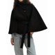 thumbnail image 3 of Ponchos con Mangas de Murciélago para Mujer, Abrigo de Lana con Cuello Alto y Cinturón, Chaqueta Corta de Invierno Negro XL, 3 of 7