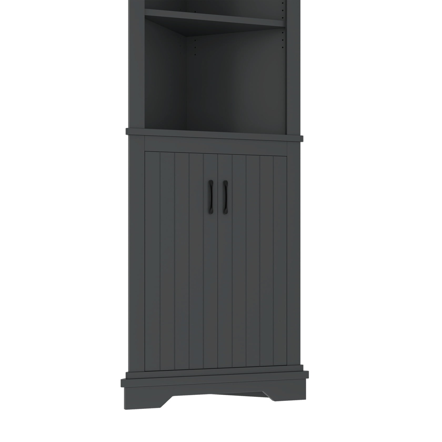 69" Corner Cabinet with Doors, Corner Bathroom Cabinet with Open Shelf, Freestanding Storage Cabinet for Bathroom, Living Room, Bedroom, Kitchen, Black