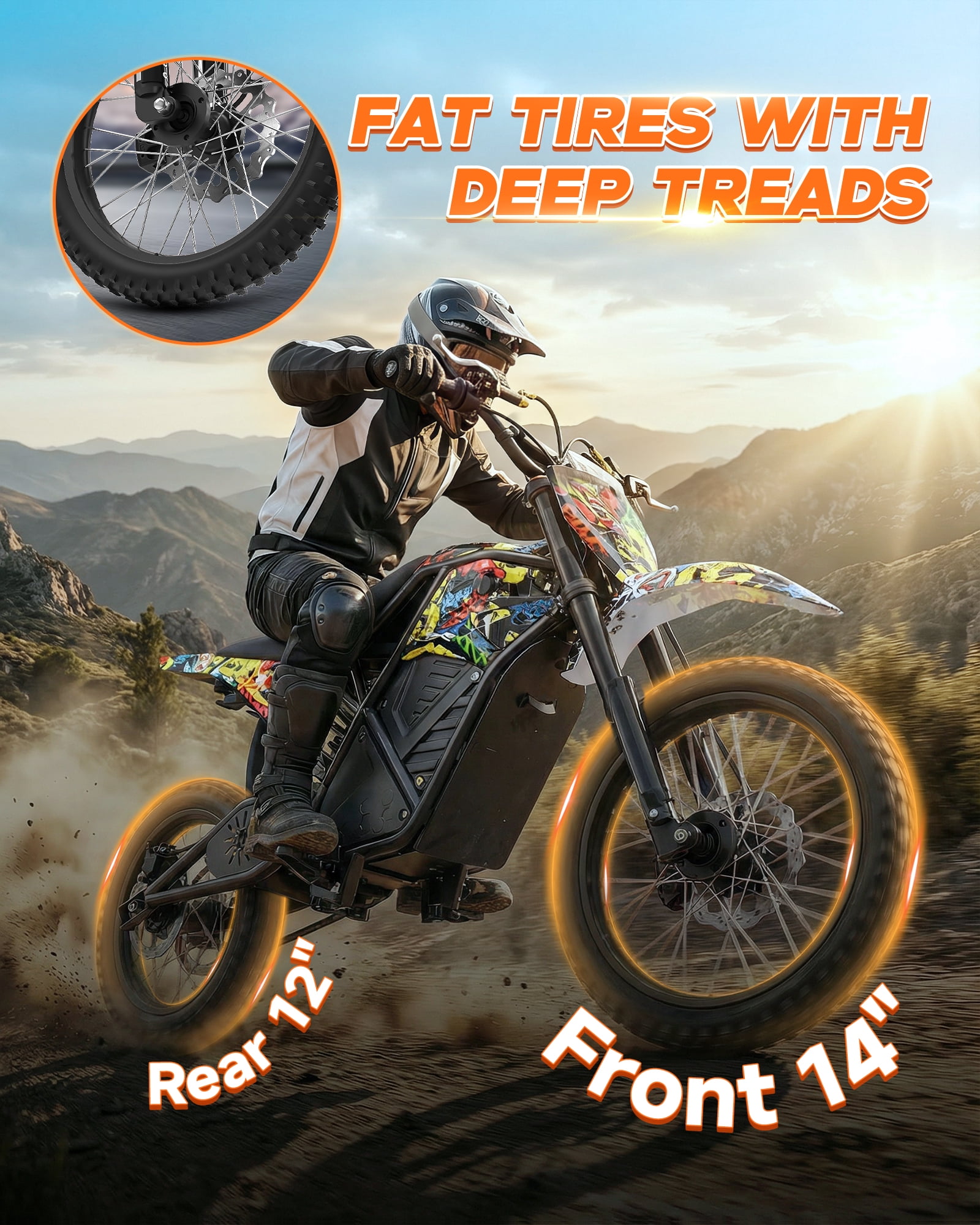 QNUT Electric Dirt Bike for Teens Adults, 3000W 38MPH Electric-Motorcycle Fat Tire with 48V 21Ah Battery E Dirt Bike 200Nm Dual Hydraulic Brakes Full Suspension Off-Road Ebike for 13+ UL2849 Listed