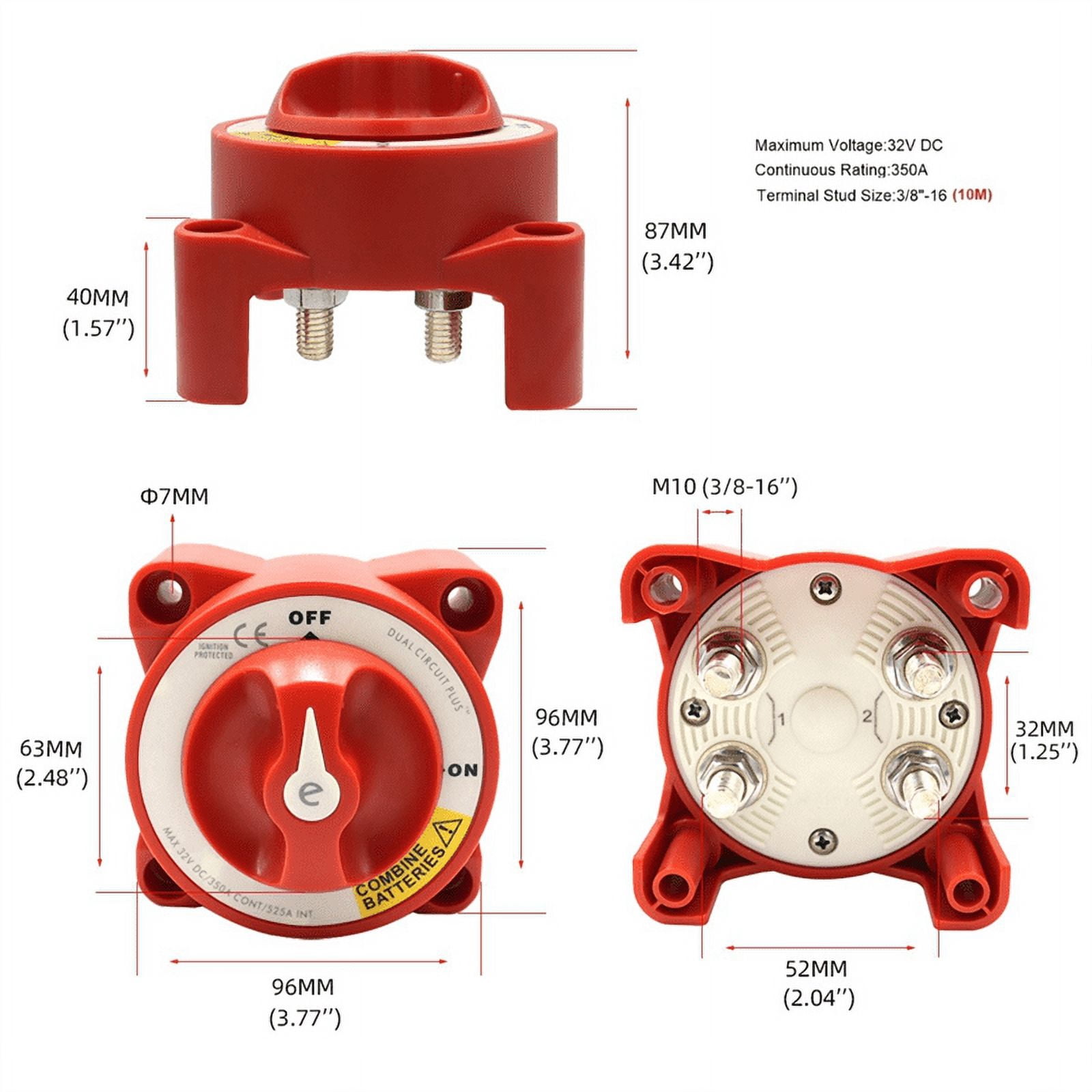 5511E Dual Circuit Plus Battery Rotary Switch Isolators Disconnect 12V-32V 350 Amp E-Series for Car Truck Ship Speedboat