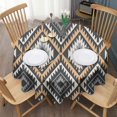 thumbnail image 3 of Brown Geometric Triangle Diamond Pattern Round Tablecloth 60"x60",Wrinkle Wipeable Table Cloth for Kitchen Dining Room Picnic Patio Party, 3 of 6