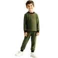 thumbnail image 5 of BRGZLK 2PC Kids Homewear Sets Boy Girl Cute Stripes Loungewear Casual Warm Long Sleeved Top and Long Pants Homewear Green 5-6 Years, 5 of 5