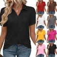 thumbnail image 2 of Womens Fashion Blouse Casual Elegant Solid Top Short Sleeve V Neck Collar Pullover Shirt Loose Fit Everyday Wear, 2 of 7