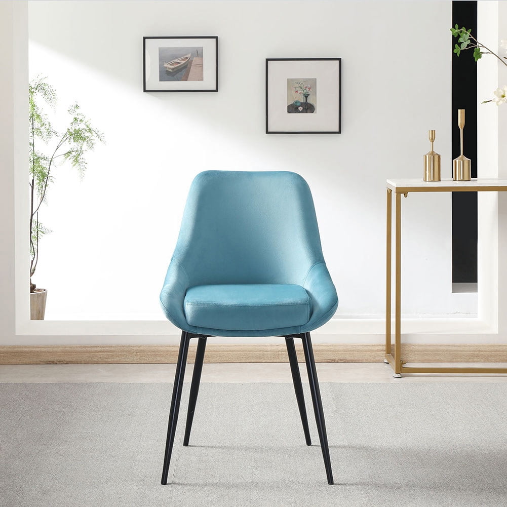 Kepooman Dining Chairs, Mid Century Modern Kitchen Velvet Upholstered Accent Leisure Chairs, Set of 2, Blue Kepooman Dining Chairs, Mid Century Modern Kitchen Velvet Upholstered Accent Leisure Chairs, Set of 2, Blue