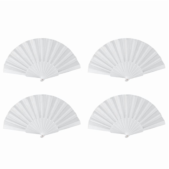 4X Plastic Fabric Hand Foldable Fan for Ladies Men White