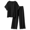 thumbnail image 6 of Zynoxe 2 Piece Sets for Women Going Out Trendy V Neck Button Down Top Elastic Waist Lace Pants Suit Soft Breathable Cotton Linen Womens Lounge Set Casual Loose Solid Color Summer Outfits XL, 6 of 10