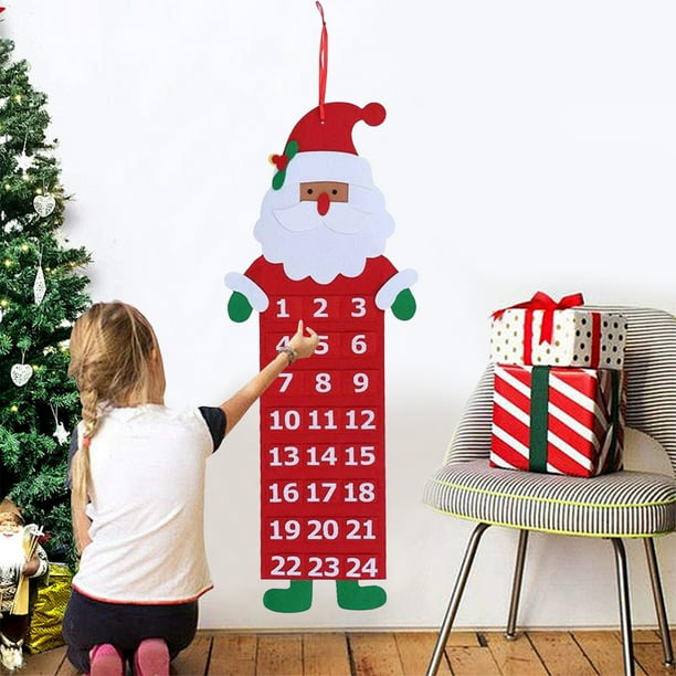 pstuiky Calendario de fieltro para árbol de Navidad dibujos animados navideños colgantes calendario navideño de ciervo castaño decoración de cuenta regresiva
