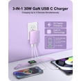 thumbnail image 2 of Cargador de pared USB plano KWRNVO 30W 3 puertos morado, 2 of 8