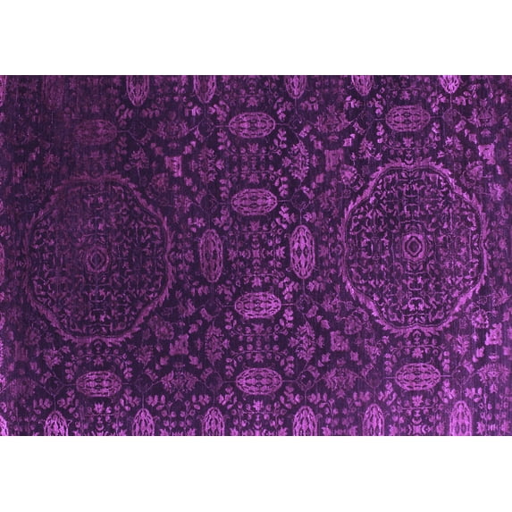Ahgly Company Indoor Rectangle Abstract Purple Contemporary Area Rugs, 7' x 9'