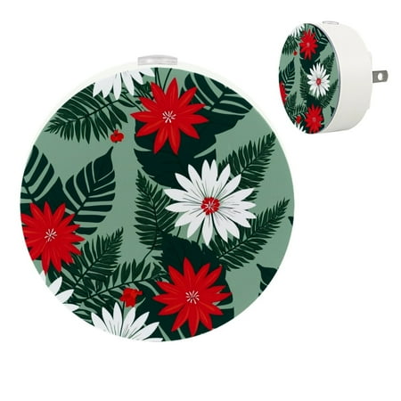 

YZUOUZY Lamp for Bedroom Night Lights Bedside Lamps Set of 2 Palm Leaves Red Hibiscus Flowers