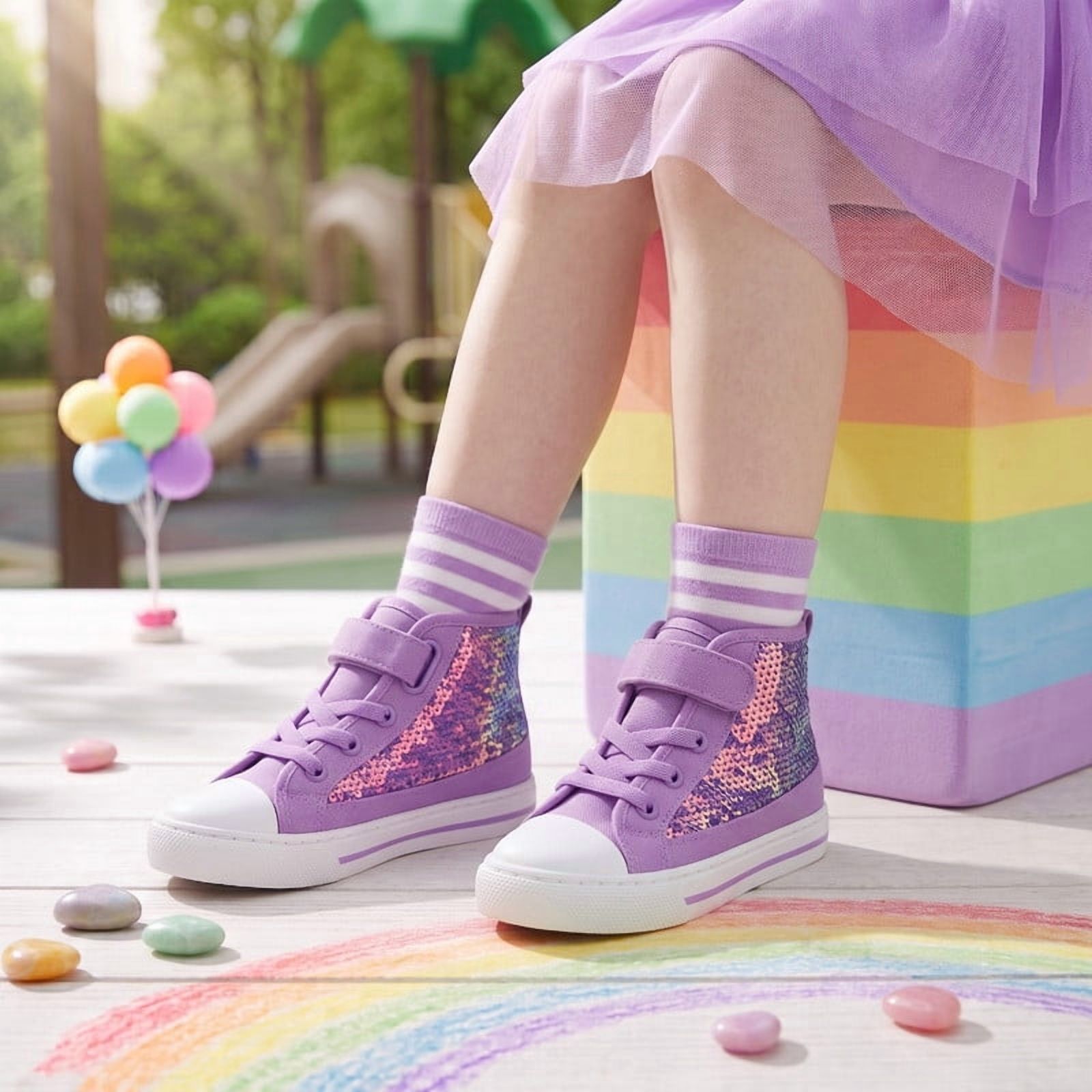 Kushyshoo Purple High Top Girls Toddler Sneakers photo 7