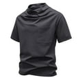thumbnail image 2 of KyCheLot Men's Turtleneck Summer T Shirts Plus Size Short Sleeve Solid Color Basic Undershirt Tops Slim Tees, 2 of 4