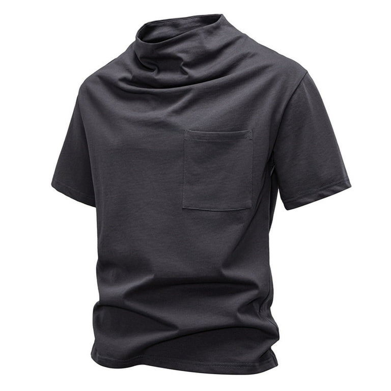 Qgtaibl Men's Cowl Mock Neck T-Shirts Summer Short Sleeve Everyday