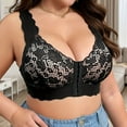 thumbnail image 6 of Wang6 Womens Front Hook Closure Bras for Large Bust Oversized Wireless Seamless Everyday Bras Full Coverage Push up Underwear Lace T Shirt Bralettes Black 105D, 6 of 8