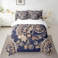 thumbnail image 2 of Homewish Tribal Damask Paisley Bedding Comforter Set 7 Pieces, Navy Hippie Bohemian Full Bedding Set, Rustic Farmhouse Reversible Fitted Sheet Flat Sheet, Luxury Bedroom Decor, 2 of 7
