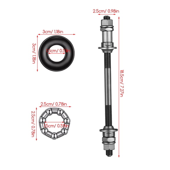 NICEXMAS 1Sets Grey Bicycle Rear Axle Highstrength Hub with Smooth Ball Bearings for Mountain Bikes