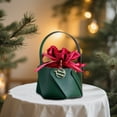 thumbnail image 5 of Holiday Gift Bag Leather Tote Christmas Eve Velvet Pouch Candy Sack Drawstring Apple Bag Green Festive Packaging Party Favor Decorative Sack, 5 of 6