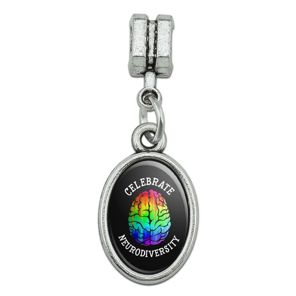 GRAPHICS & MORE Celebrate Neurodiversity Brain Autism Rainbow Spectrum Italian European Style Bracelet Oval Charm Bead 