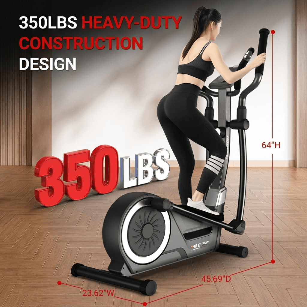 HARISON Light-Commercial Elliptical Machine for Home Use with Resistance, 350lb Capacity Front Drive Elliptical Trainer with 16-Level Magnetic Resistance and HARISON App