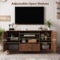 thumbnail image 4 of 63 in Farmhouse TV Stand for TVs up to 70 Inch, Modern Entertainment Center with Storage Drawer and Open Shelves, Shaker Door TV Console Media Cabinet for Living Room, Bedroom, Oak, 4 of 9