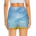 thumbnail image 4 of Xecao's Blooming Sunflower Field for a double-layer running short for women, perfect for gym, tennis, and more, featuring a convenient pocket., 4 of 9
