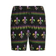 thumbnail image 4 of Naloa Mardi Gras Fleur de Lis Men's Short Pajama Pants, Lounge Comfort Shorts with Elasticized Waistband and Side Pockets - XX-Large, 4 of 9