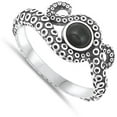 thumbnail image 4 of CHOOSE YOUR COLOR Octopus Simulated Black Onyx Ring .925 Sterling Silver Band CZ Female Size 10, 4 of 4