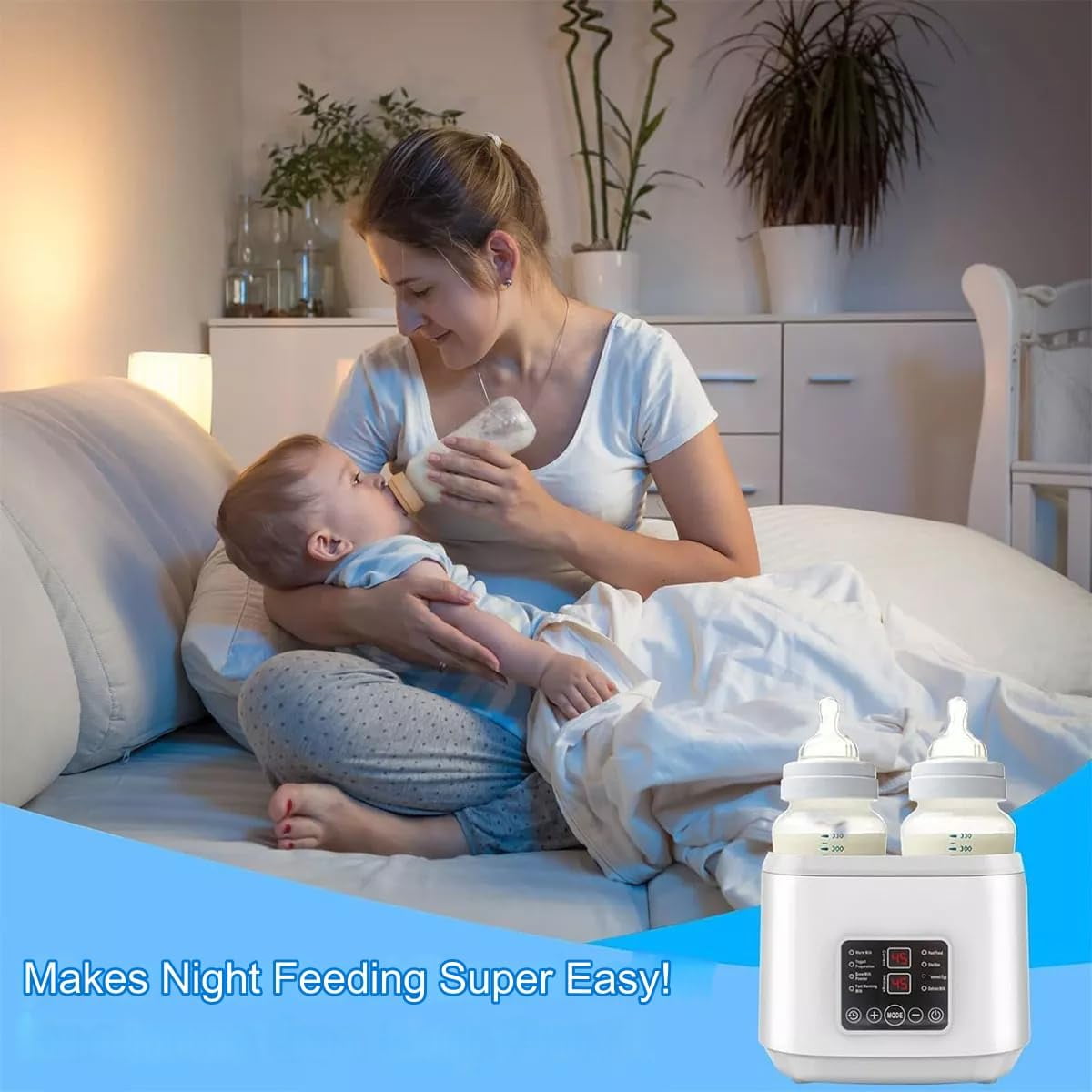 OhhGo Baby Bottle Warmer, 8-in-1 Fast Milk Warmer with Timer Breastmilk and Formula Baby Food Heater, LCD Display Accurate Temperature Adjustment, Baby Food Jars with Remote Fits 4 Bottles, Gray