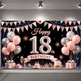 thumbnail image 6 of Pink Theme Happy 18th Banner Gold Sparkle 18th Birthday Display Balloon Decor Gift Box Design Birthday Backdrop for 18th Birthday Party Adult Celebration Sweet 18 Event, 6 of 8