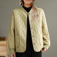 thumbnail image 2 of Yuyuzo 2025 Womens Quilted Jacket Long Sleeve Open Front Button Cotton Coats with Pockets Fall Solid Color Outwear, 2 of 5