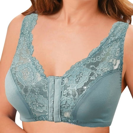

Yubnlvae Women Full Cup Thin Underwear Plus Size Front Button Wireless Sports Lace Bra Cover Large Size Vest Bras