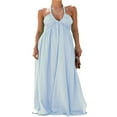 thumbnail image 1 of Robe à Nouer pour Femmes Col Halter Couleur Unie pour Tenue Décontractée d'Été, 1 of 3