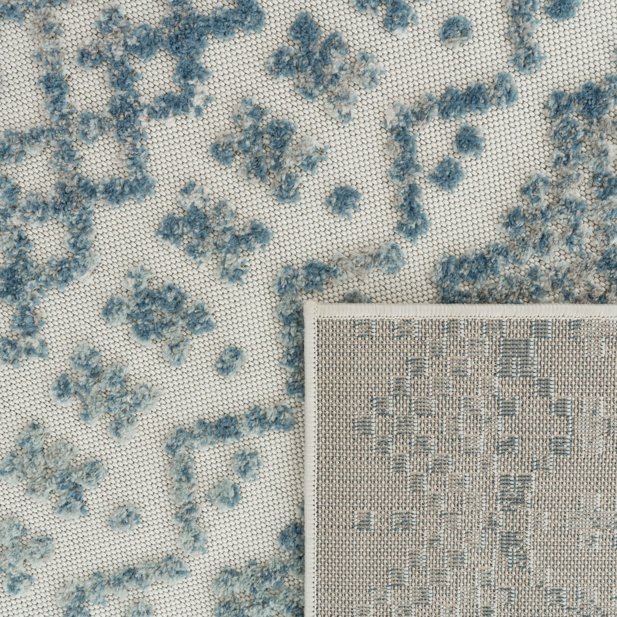 Paco Home Indoor & Outdoor Rug with Textured Boho Pattern in Cream Blue - 2'8" x 4'11" (3'x5')