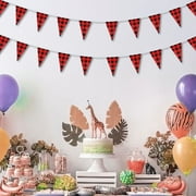 32Ft Black Red Buffalo Plaid Banner for Party Wedding BBQ Decor