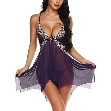 

Ladies V-neck Pajamas Sexy Petticoat Pajamas Front Button Lingerie Set