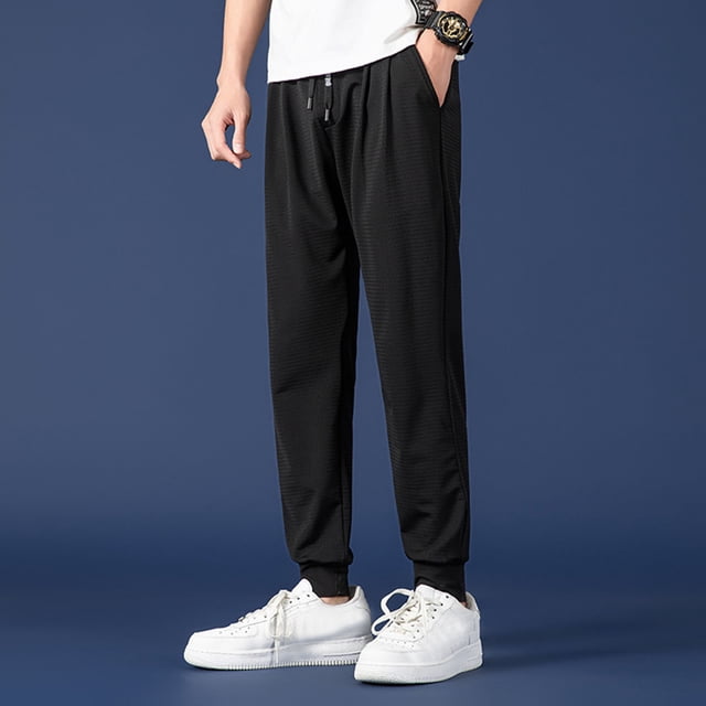 Men's Casual Jogging Pants Loose Fit Breathable Mesh Workout Training Basketball Running Trousers with Deep Pockets
