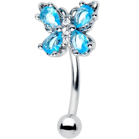 Body Candy 16G 316L Stainless Steel 8mm Eyebrow Jewelry Cartilage Conch Rook Epic Beauty Butterfly Blue Eyebrow Ring 5/16”