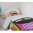 thumbnail image 4 of Ambesonne Cartoon Quilted Bedspread Set 2 Pcs, Vintage Music Notes, Twin Size, Orange Purple and Green, 4 of 6