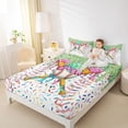 thumbnail image 3 of Castle Fairy Baseball Print Bed Sheets 4-Piece, Ice Cream Drip Full Size Sheets, Green Pink Blue,1 Fitted Sheet, 1 Flat Sheet and 2 Pillowcases, 3 of 6
