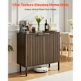 thumbnail image 2 of KFFKFF Mid-Century Coffee Bar Cabinet with Fluted Design, Two-Tier Storage, Barn Door, and Buffet Stand for Living Room or Entryway, 31.5 x 14.7 x 31.5 in Walnut, 2 of 9