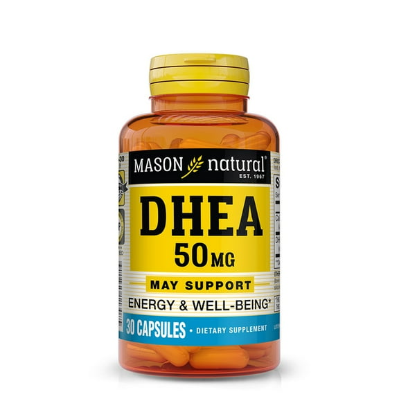 Mason Natural DHEA 50 mg with Calcium - Promotes Energy and Balanced Hormone Levels, Supports a Healthy Mood, 30 Capsules