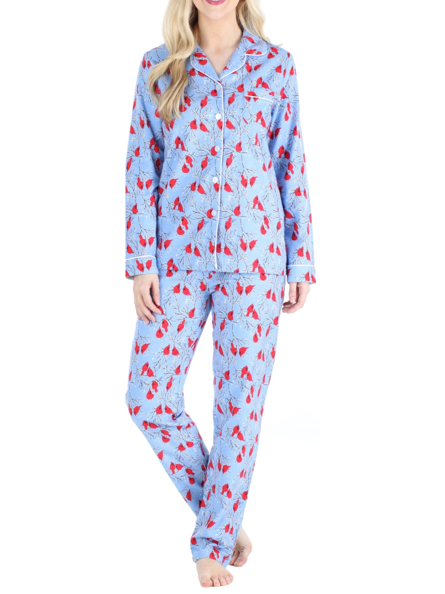 PajamaMania Women and Women's Plus Long Sleeve Pajama, 2-Piece Female Pant Set