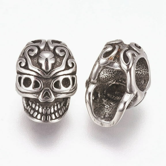 10pcs 316 Surgical Stainless Steel European Beads Large Hole Beads Silver 12x8.5x8mm Hole: 4mm